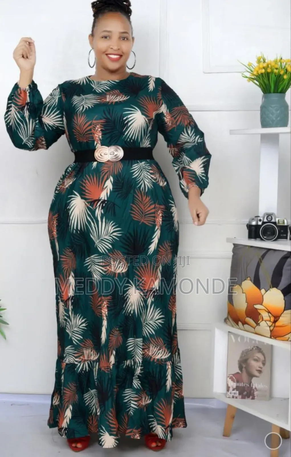 Green/Brown Colored Church Dress