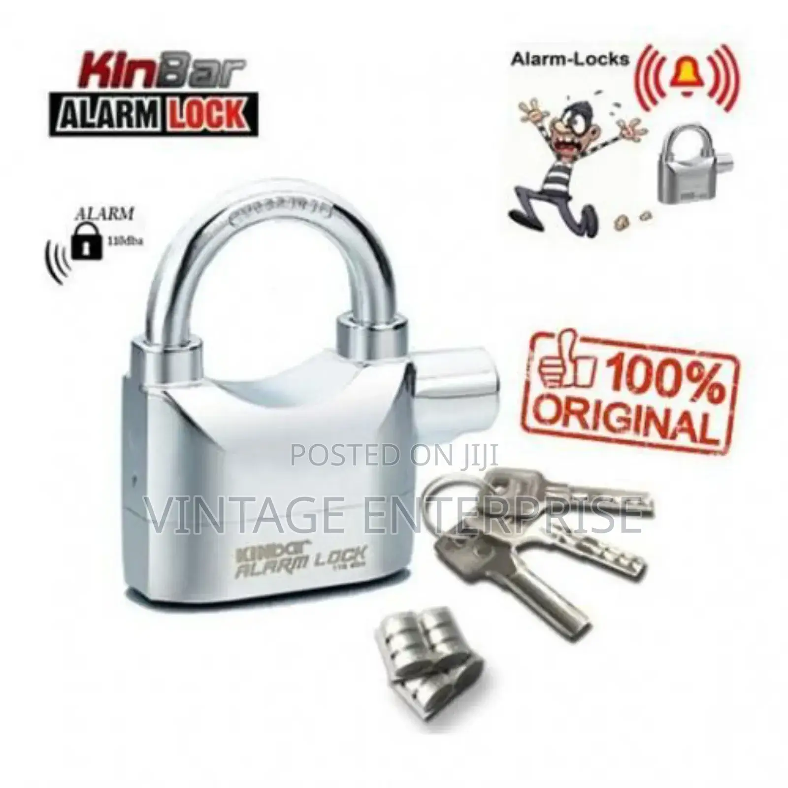 *Kin Bar Security Alarm Padlock Lock*