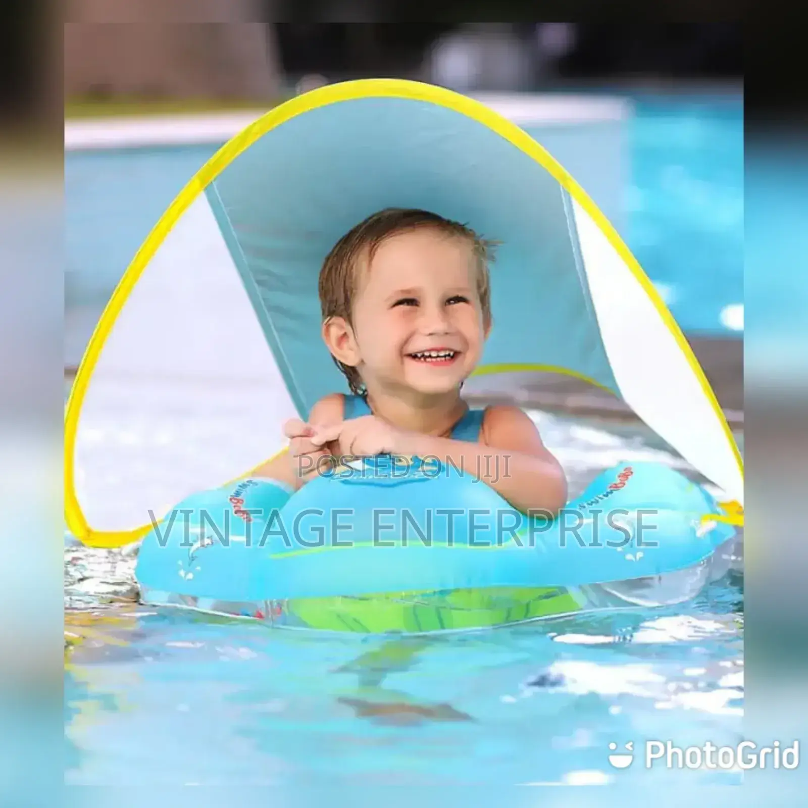 #Inflatable Kids Swimming Pool Ring With Net Sun Shade*
