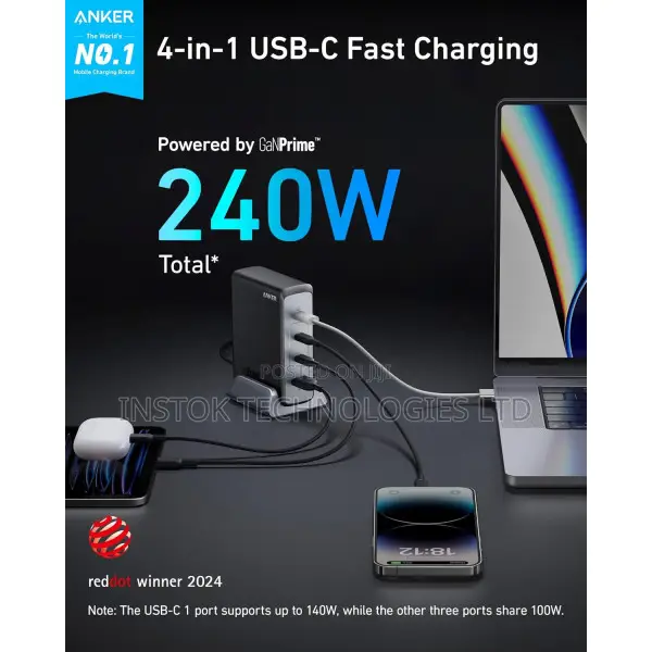 Anker Prime 240W Gan Desktop Charger 4 Ports