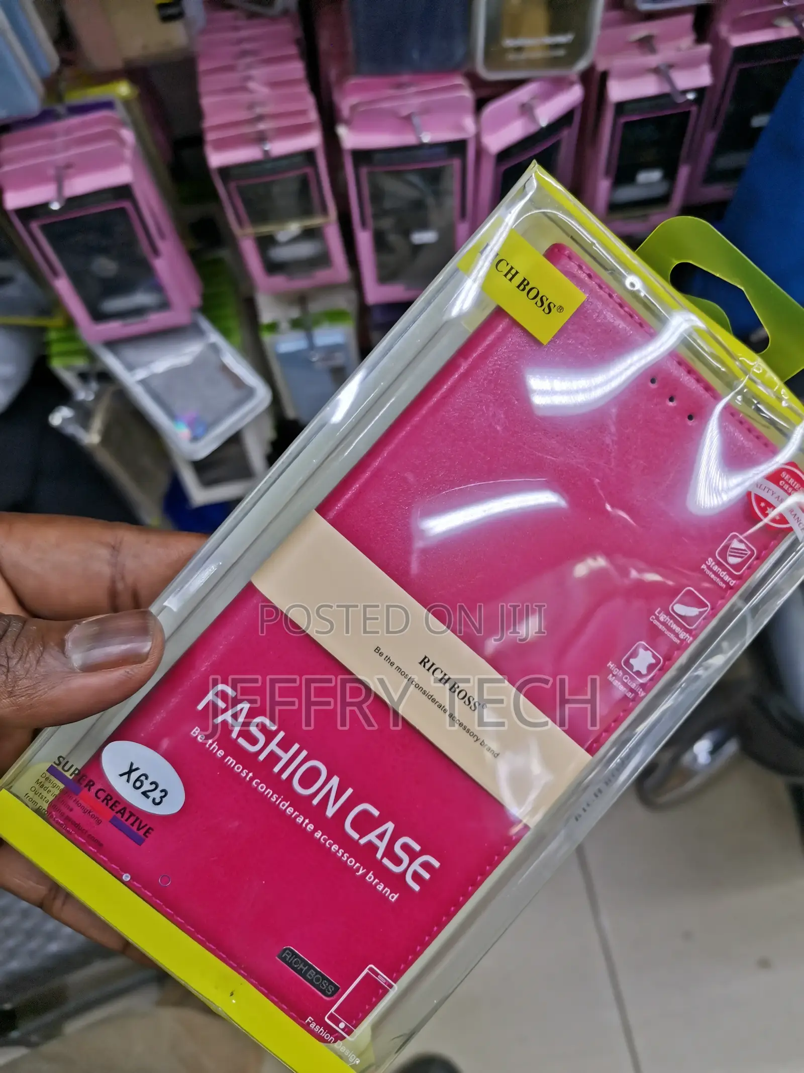 Universal Richboss Leather Flip Case for Infinix X623 -Pink