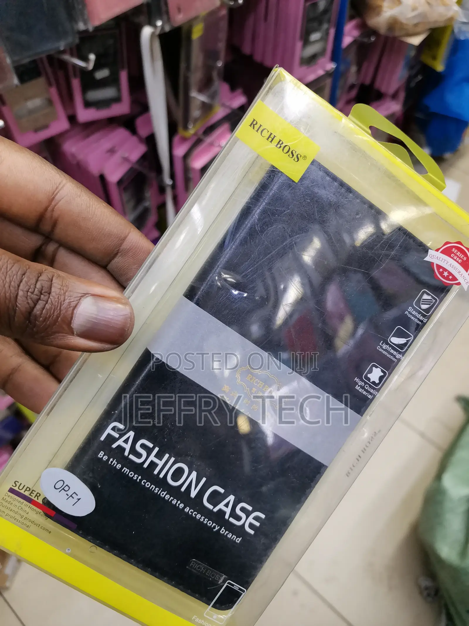 Universal Richboss Leather Flip Cover for Oppo F1 -Black