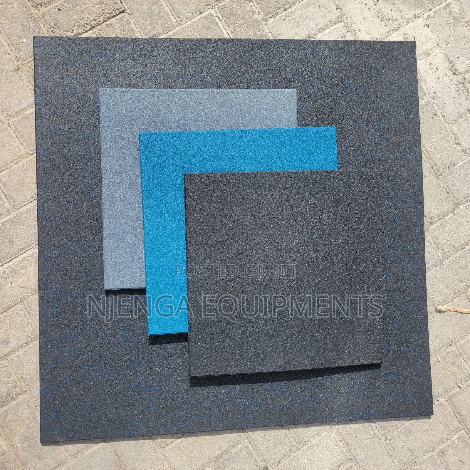 Black, Blue and Grey Rubber Matts