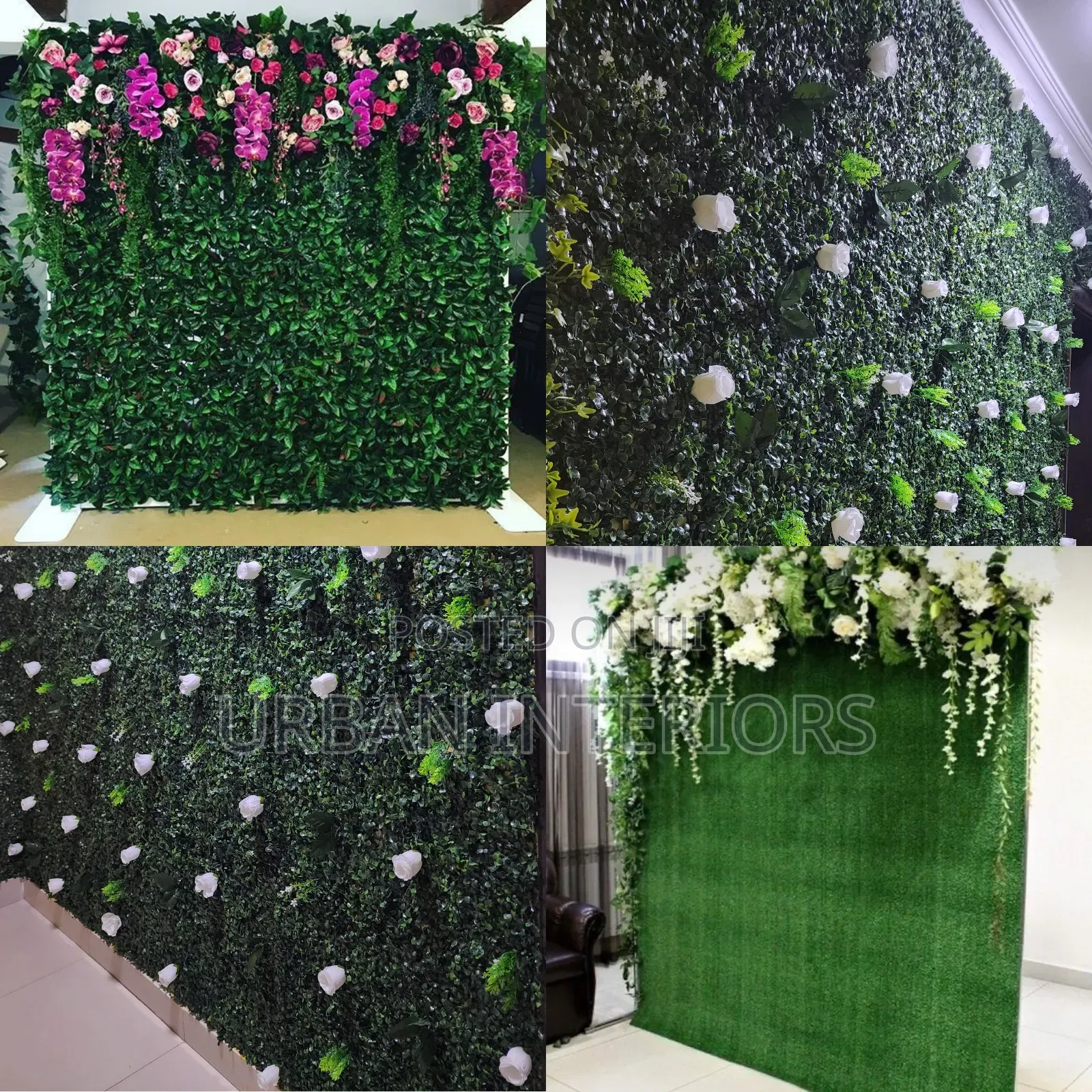 Artificial Green Wall Hedges With Roses