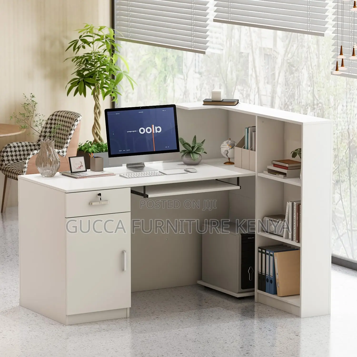Office Furniture: L-Shaped Contemporary Reception Desk