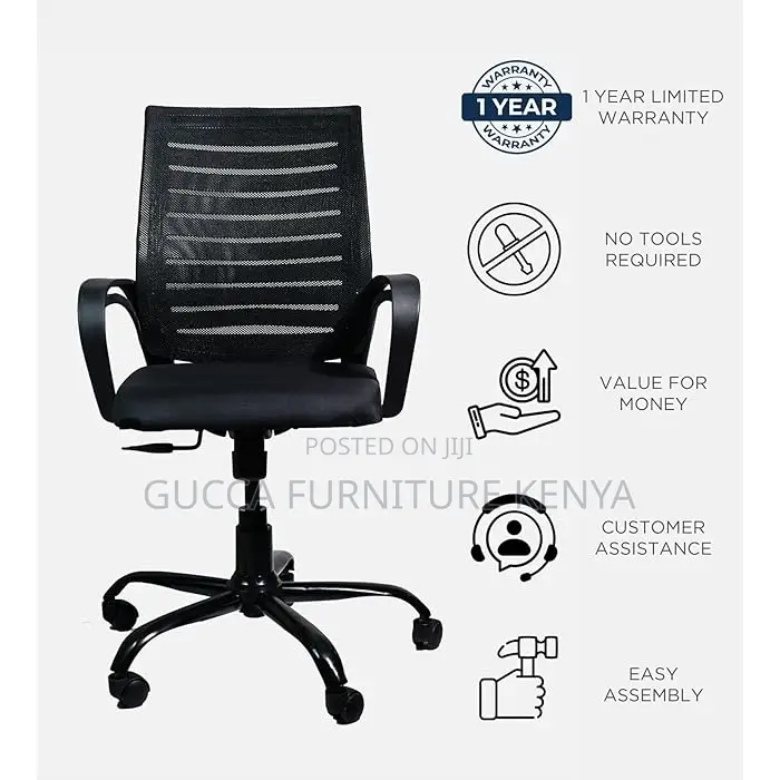 Office Chairs: Strong Mesh Black Workstation Office Chair
