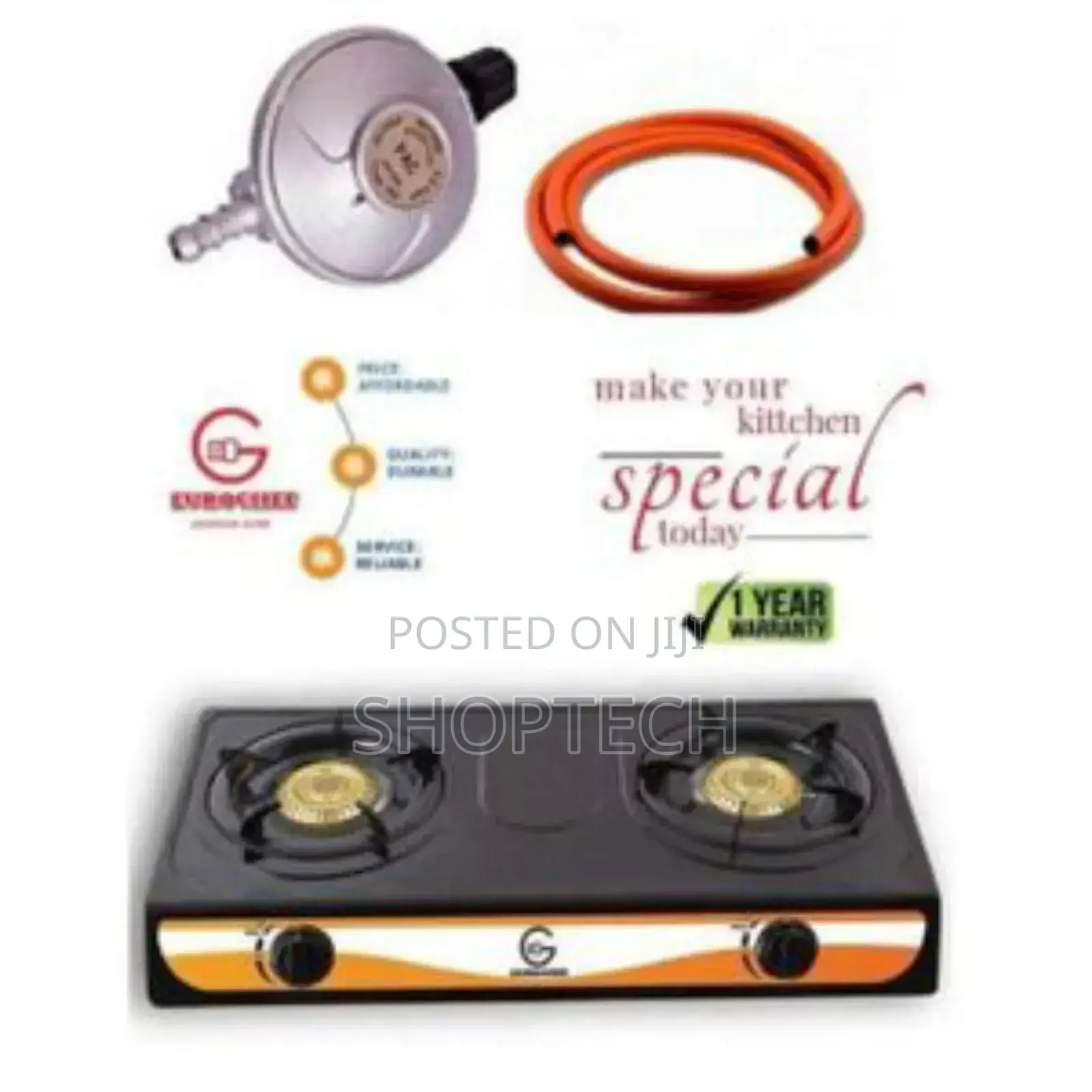 Eurochef 2 Burner Cooker With Regulator and Pipe