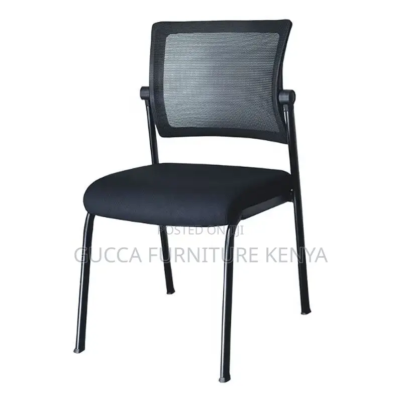 Office Chairs: Stackable Black Mesh Back Office Chair