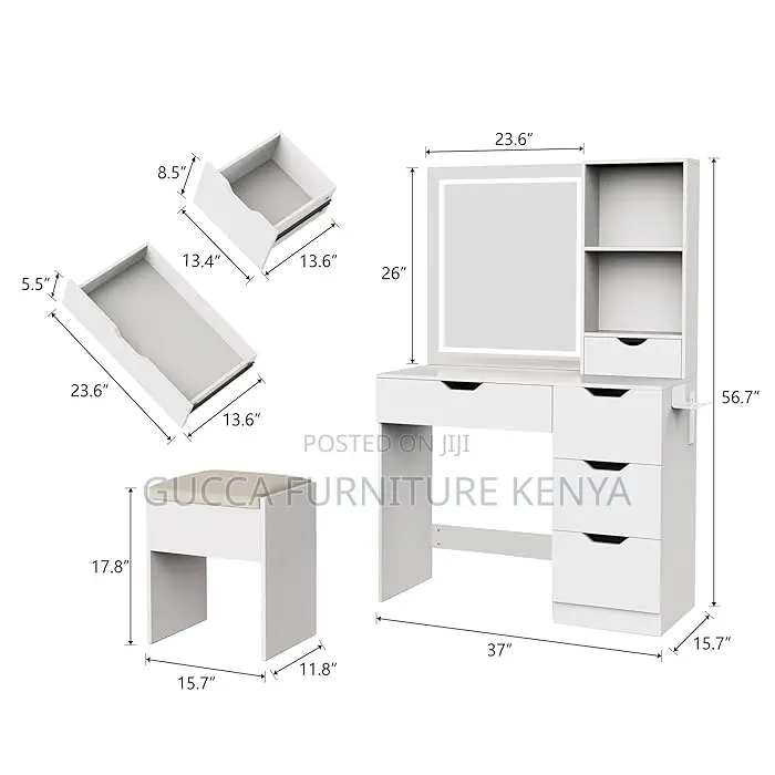 Dressers: Vanity Dressing Desk With Led Lights Mirror