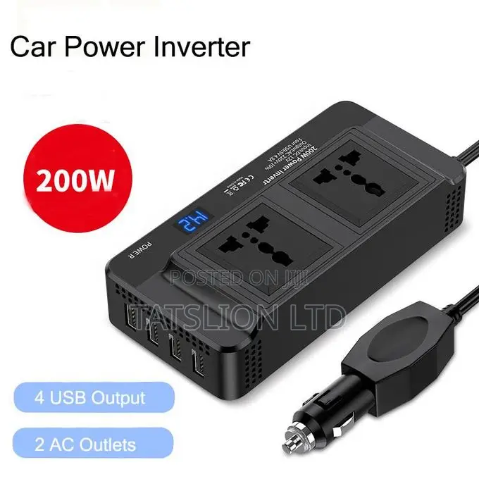 Meind 200W Car Power Inverter With Two AC 240V Ports and 4 U