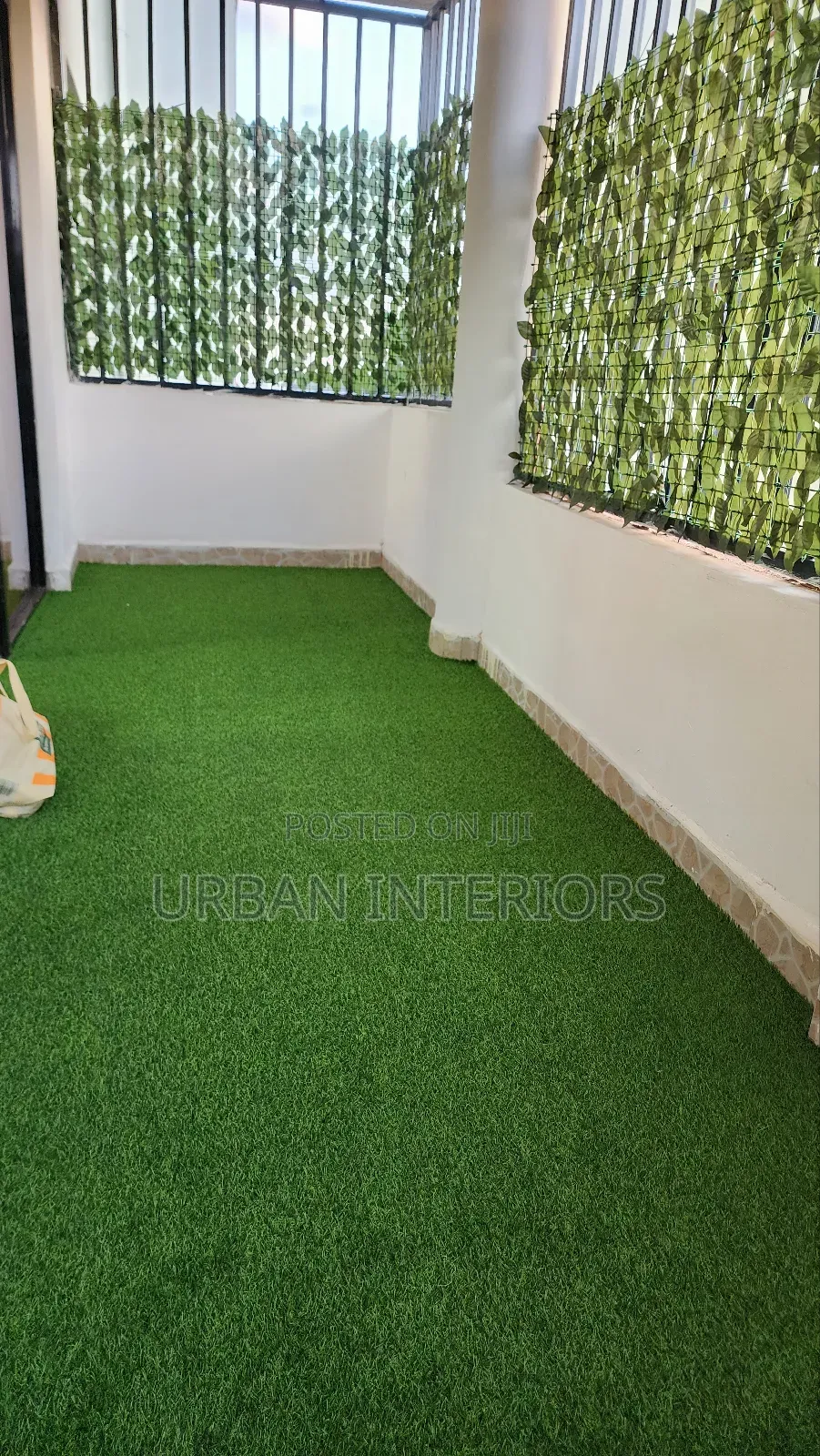 Balcony Grass Carpet With Balcony Fence