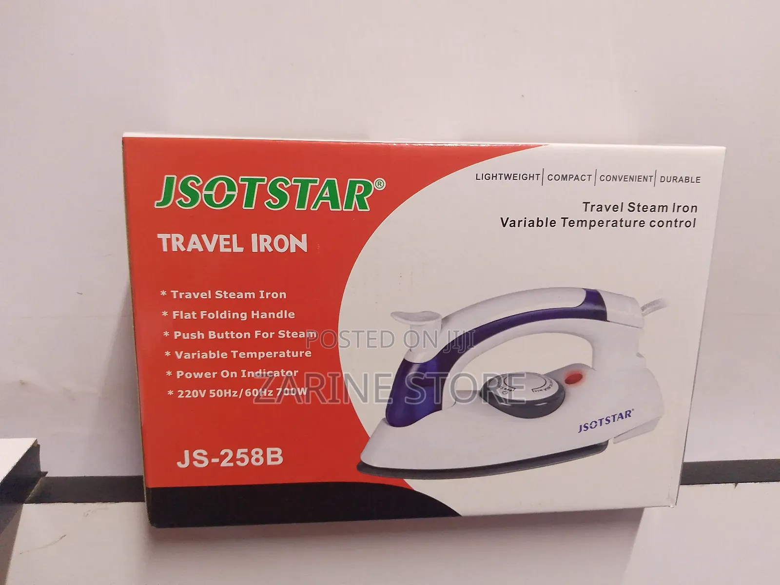 Travel Iron JS-258B Palm Siz Steam Iron, Variable Temperatur