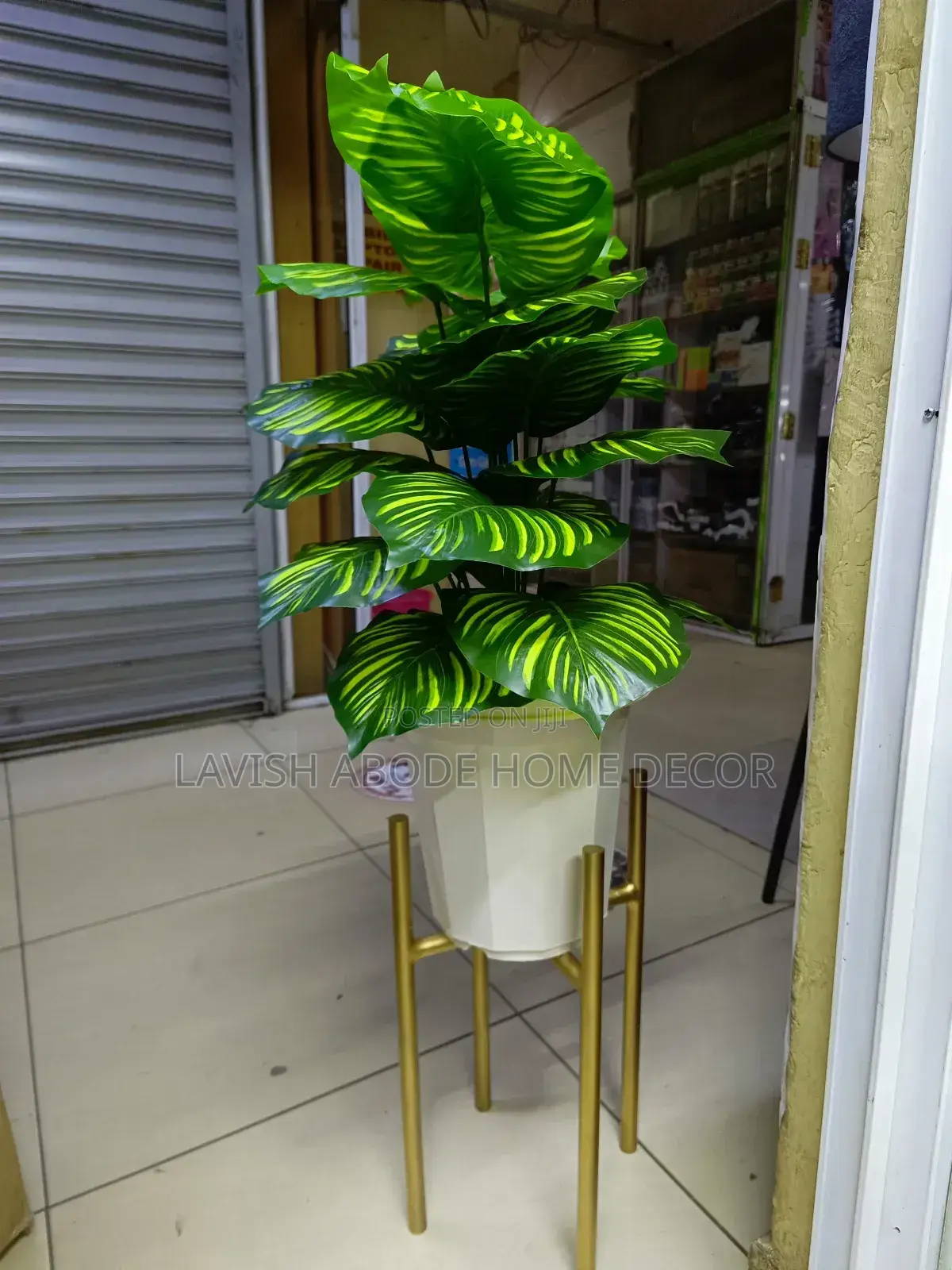 Artificial Plant With a Metallic Stand Decor for Home and Office