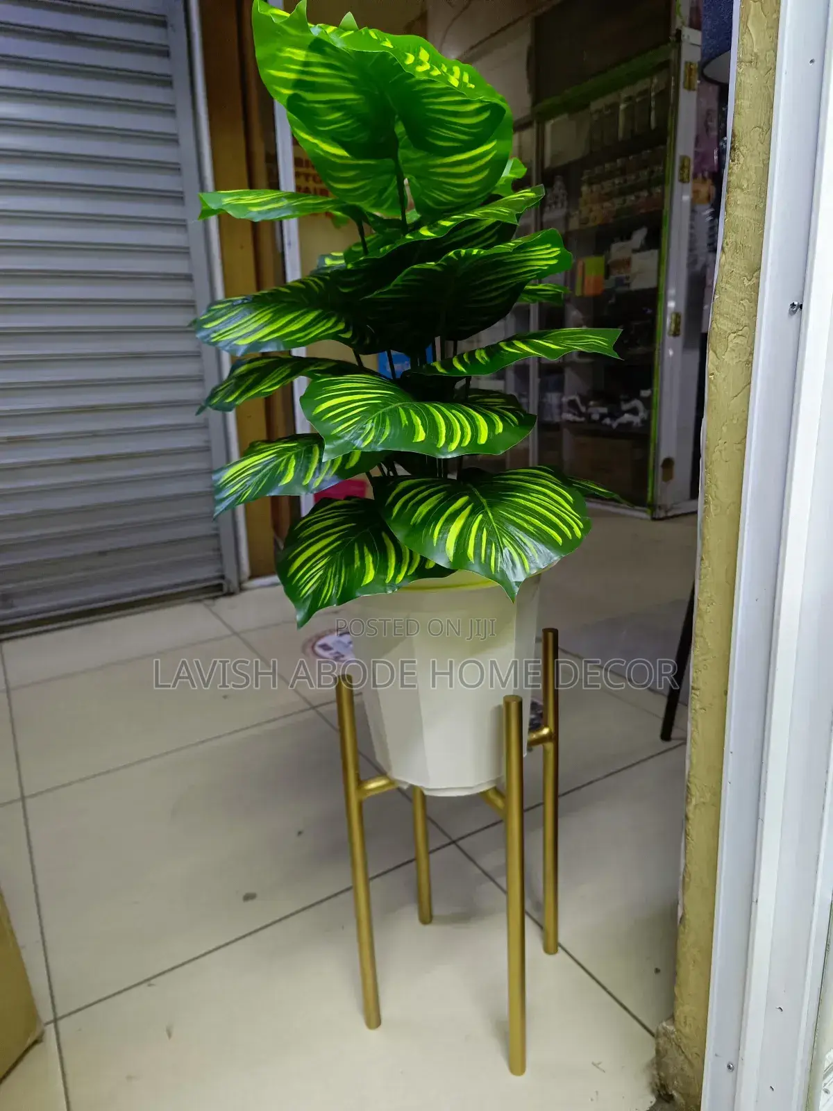 Artificial Plant With a Metallic Stand Decor for Home and Office