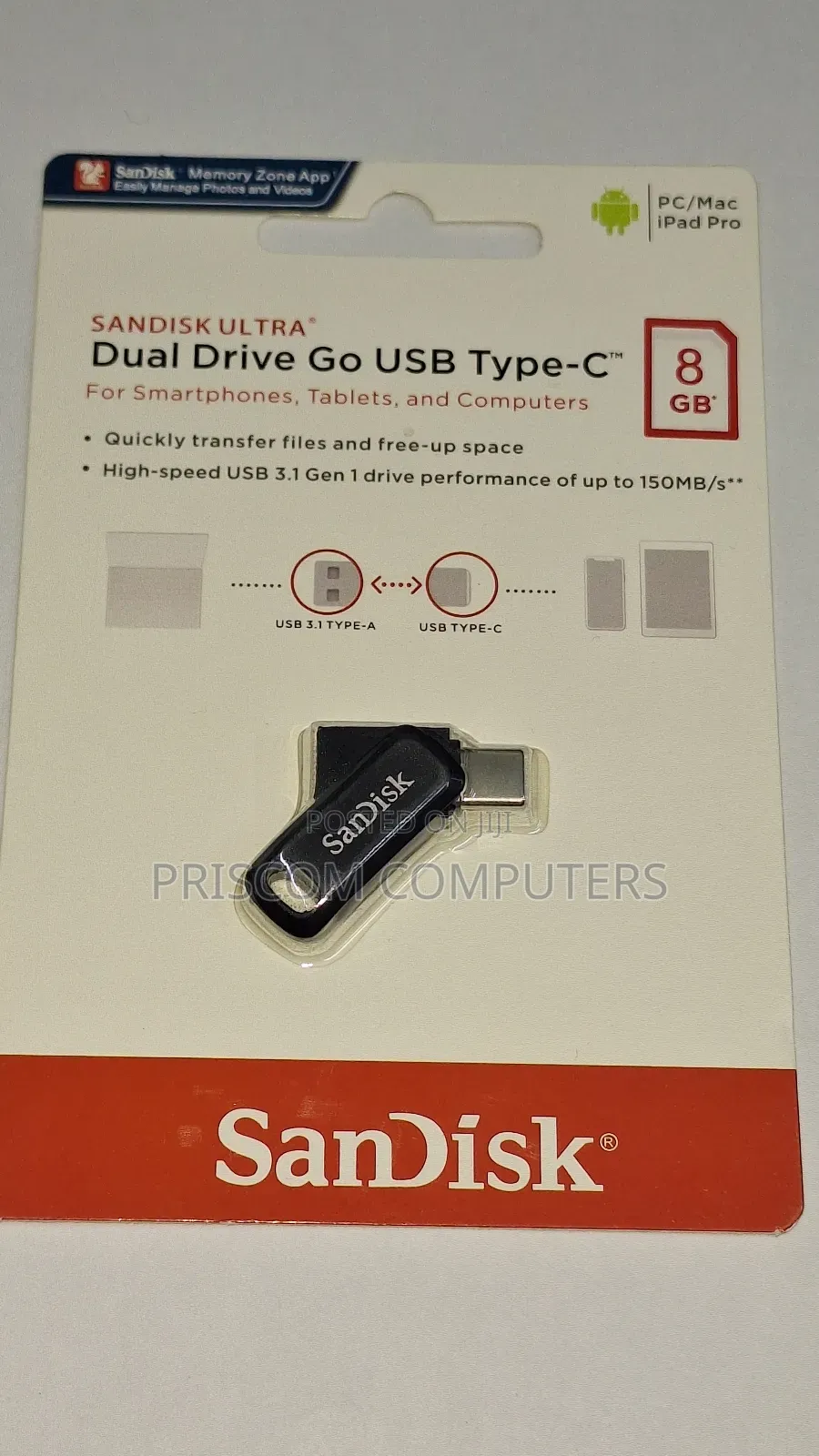 8GB Sandisk Flash Disk Drive Dual OTG USB Type C