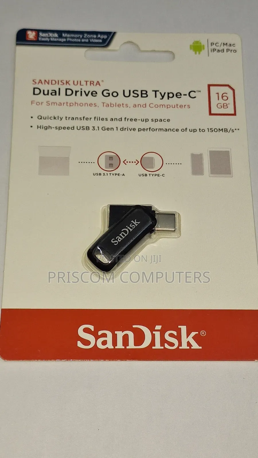 16GB Sandisk Flash Disk Drive Dual OTG USB Type C