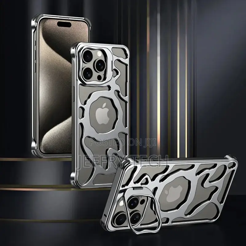 Magsafe iPhone 15 Pro Max Metal Alloy Cushion Kickstand Case