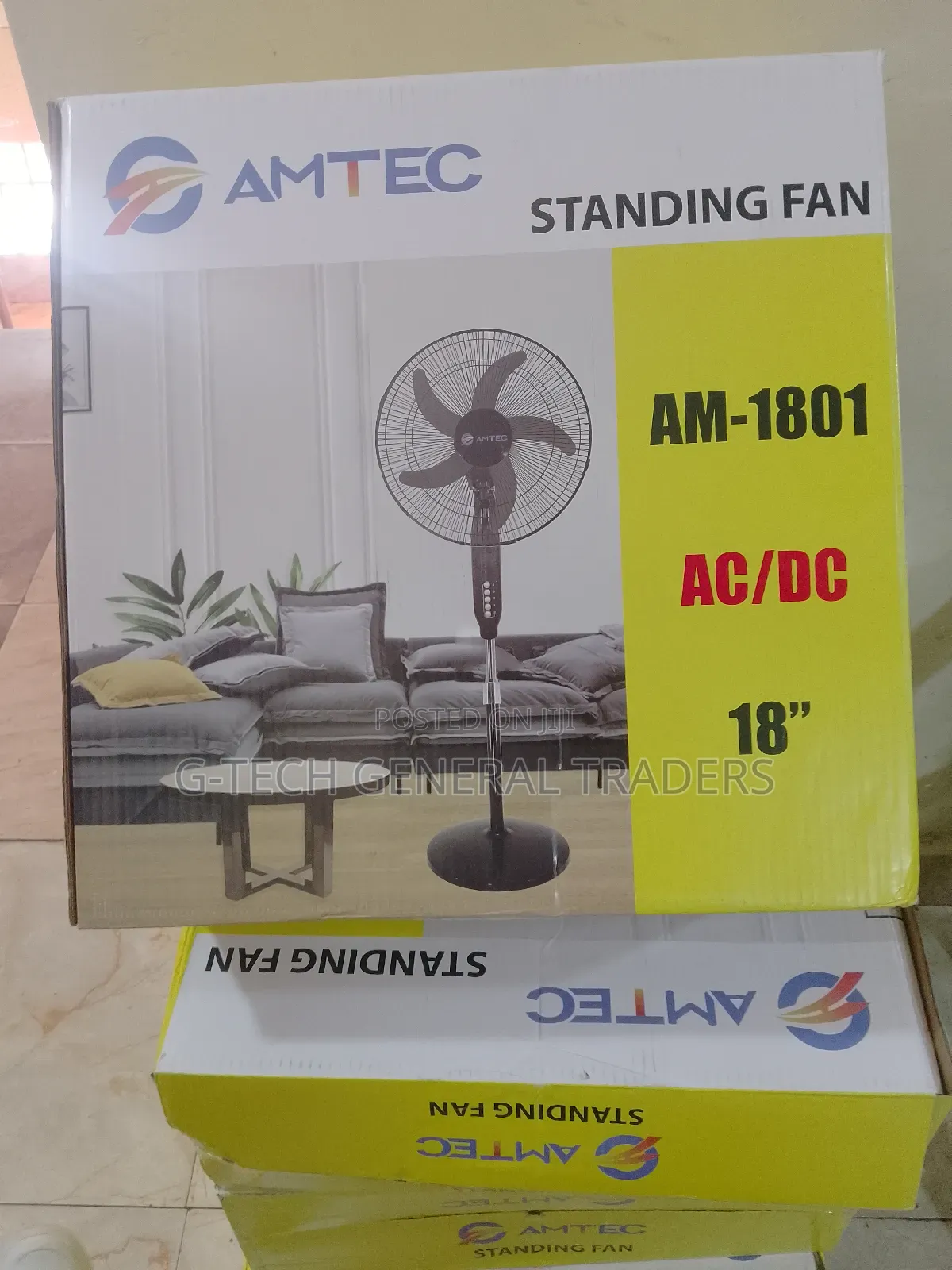 Amtec AM-1801 AC/DC 18inch Round Base Stand Fan