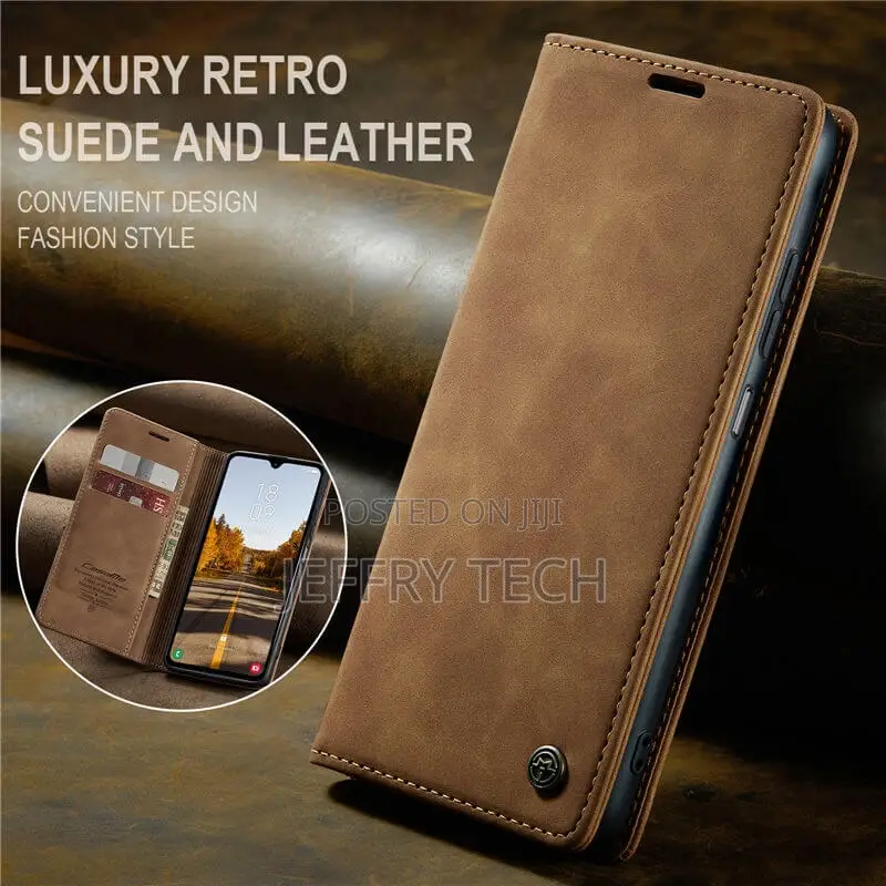 Samsung Galaxy A05S Wallet Suede Leather Case Brown