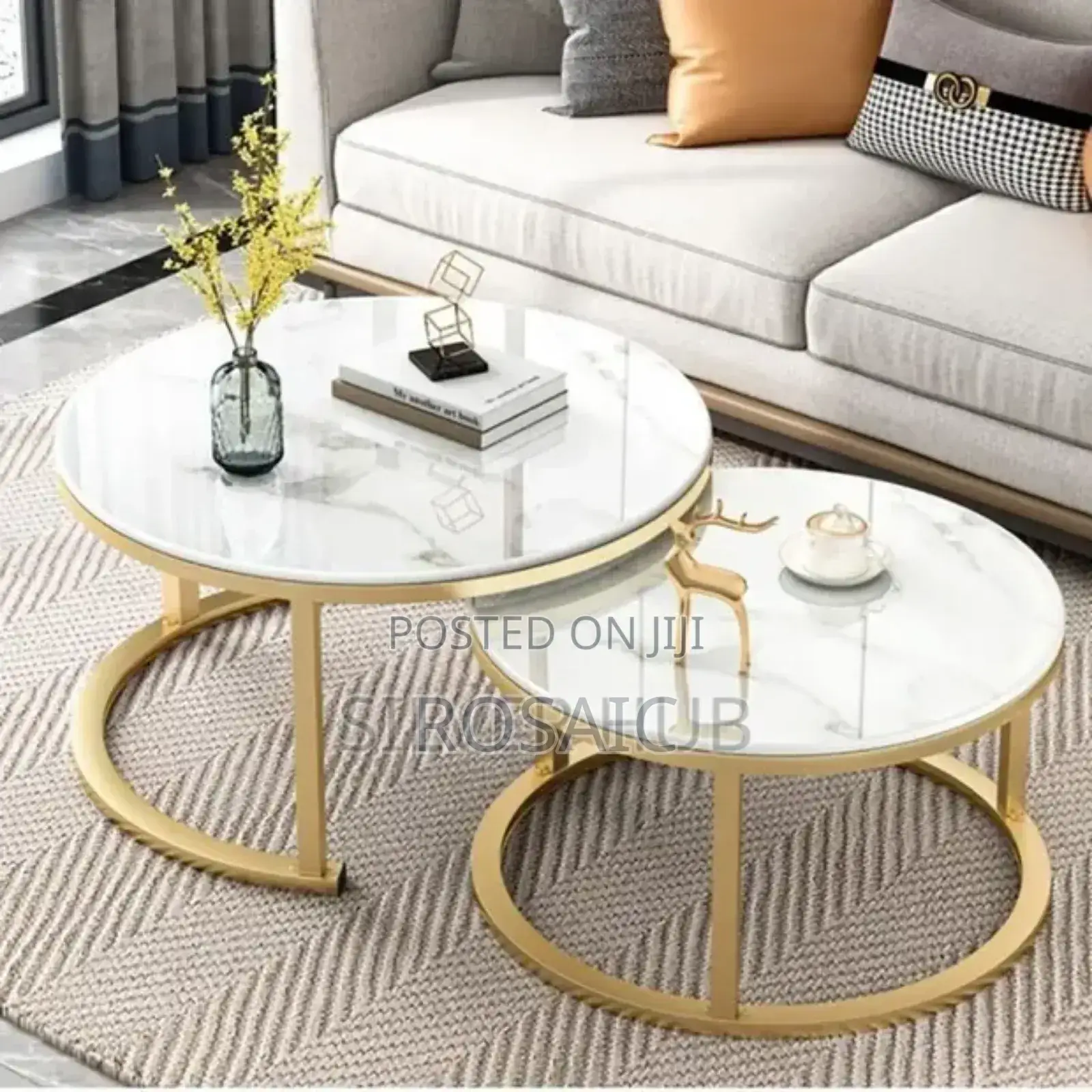 White Marble Coffee Table(Glass Effect )
