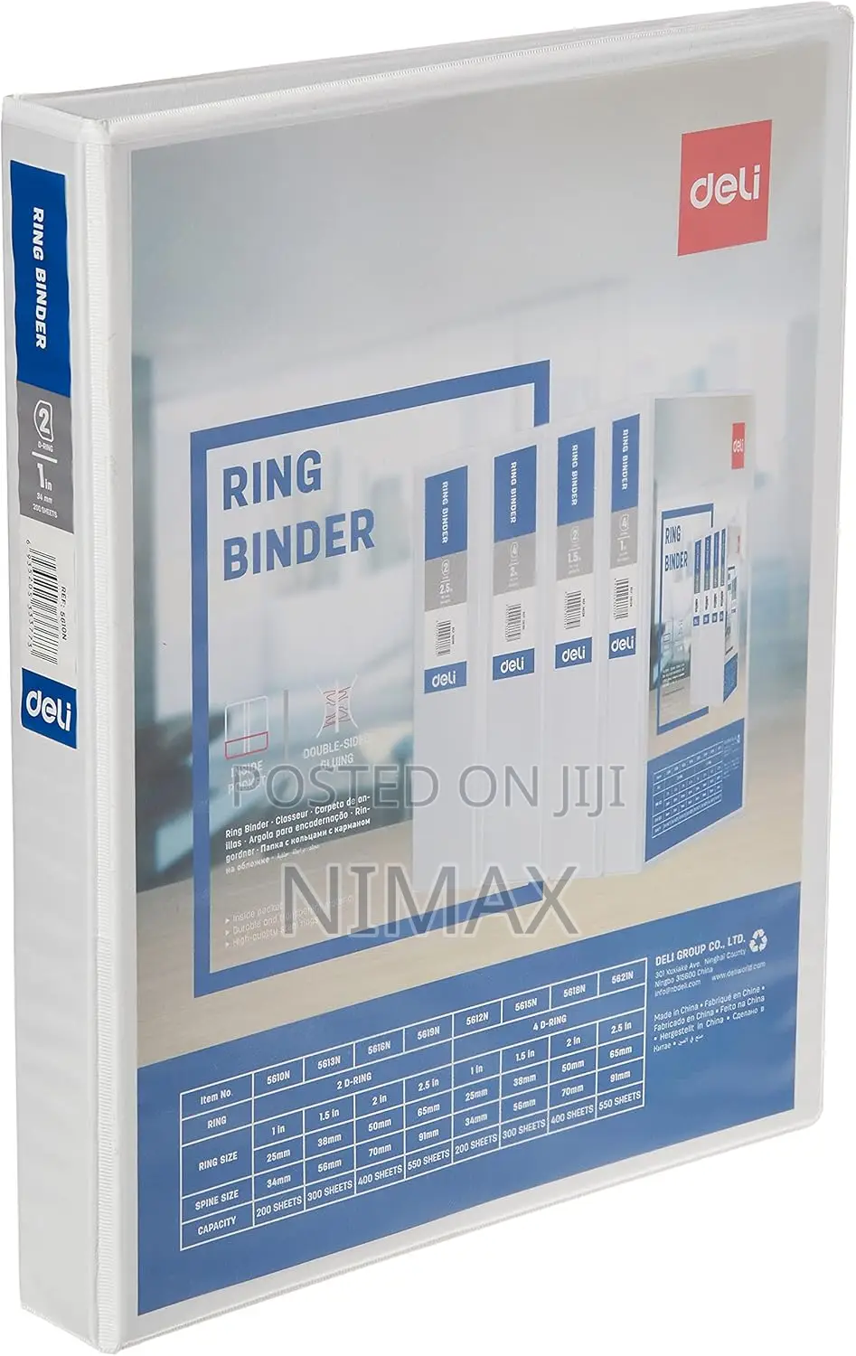 D-Ring File Binder, Deli [ White- 1 Inch