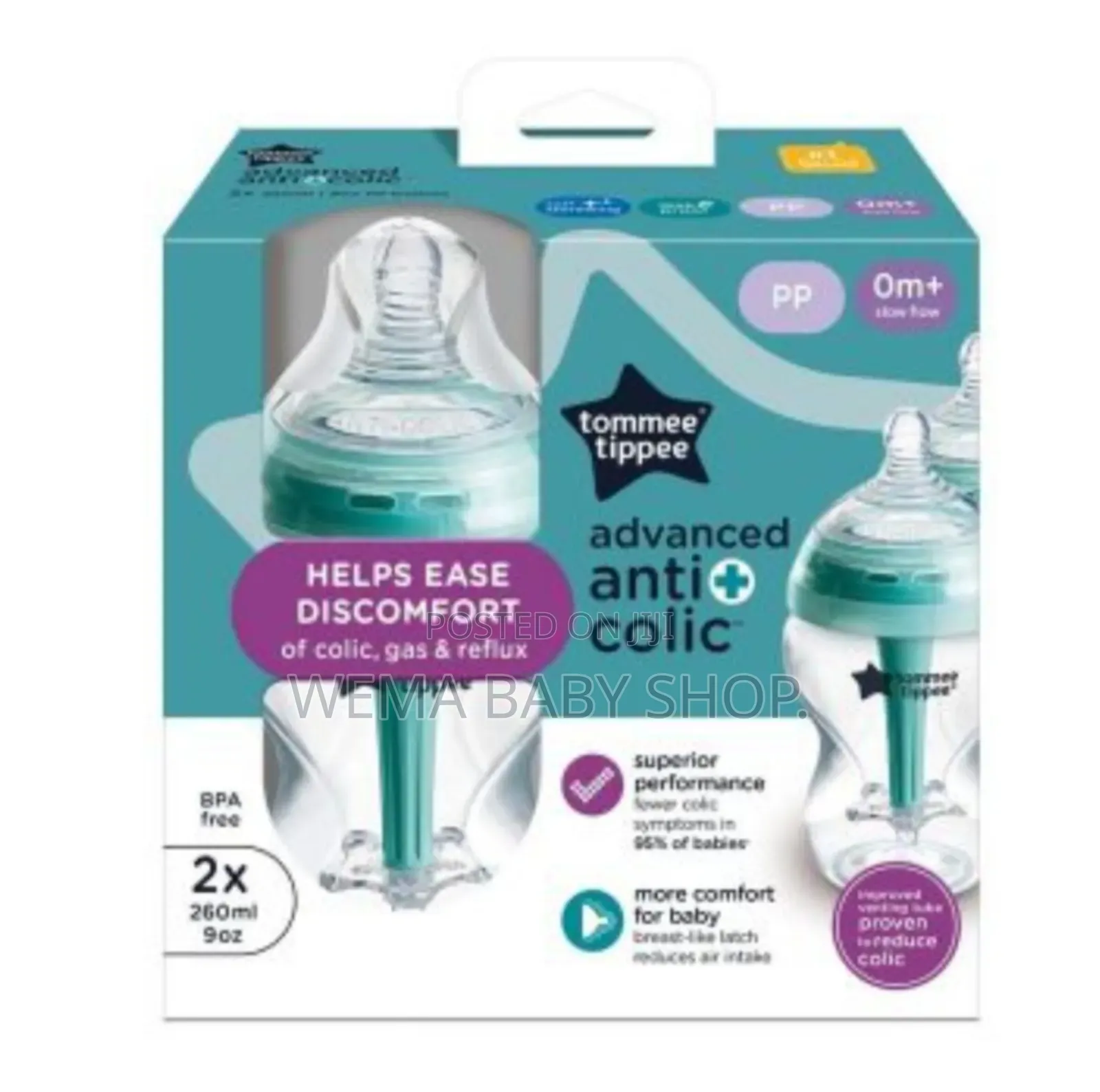 Twin Pack Tommee Tippee Advanced Anti-Colic Feeding Bottles
