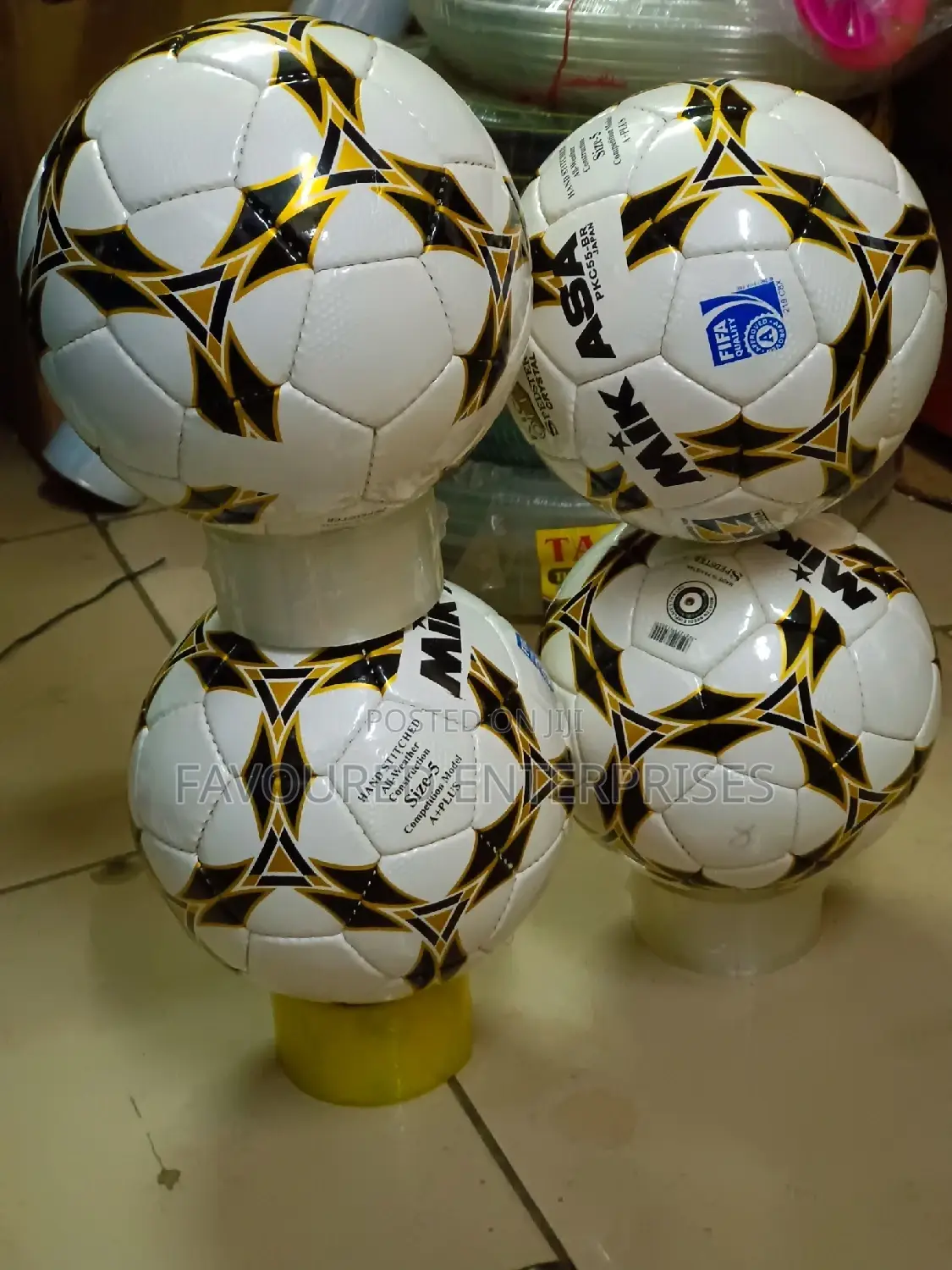 Mikasa Size 5 Soccer Ball Black,Gold White