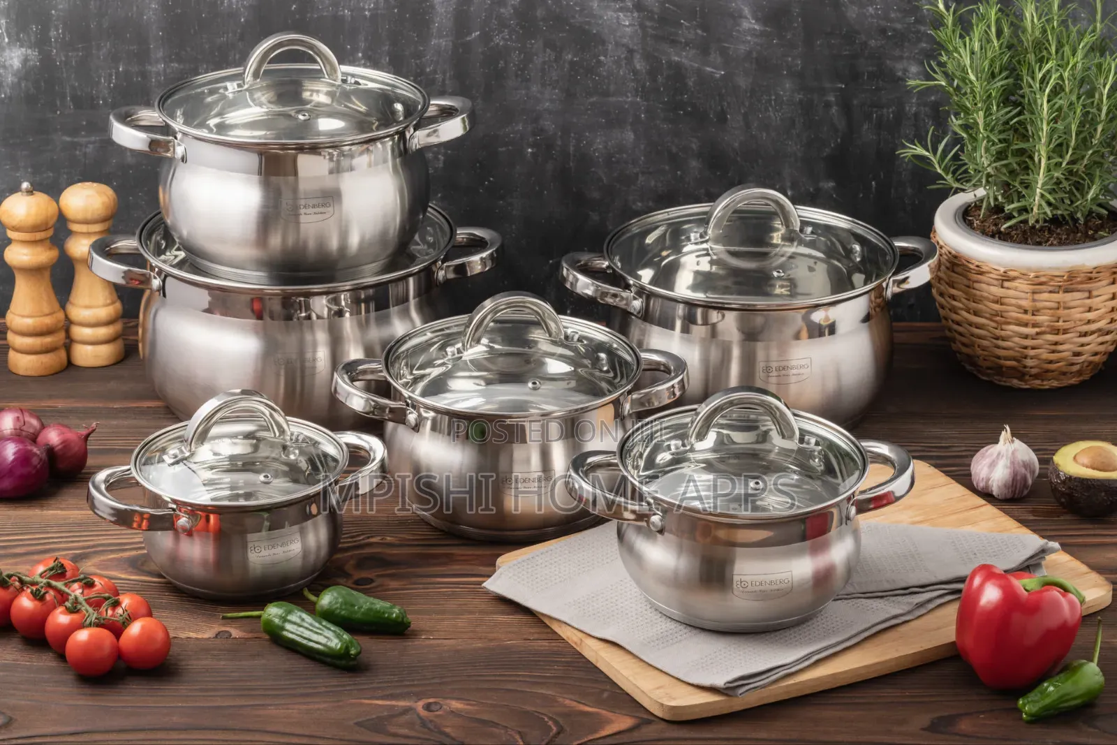 12pcs Edenberg Stainless Steel Cookware Set EB-4065