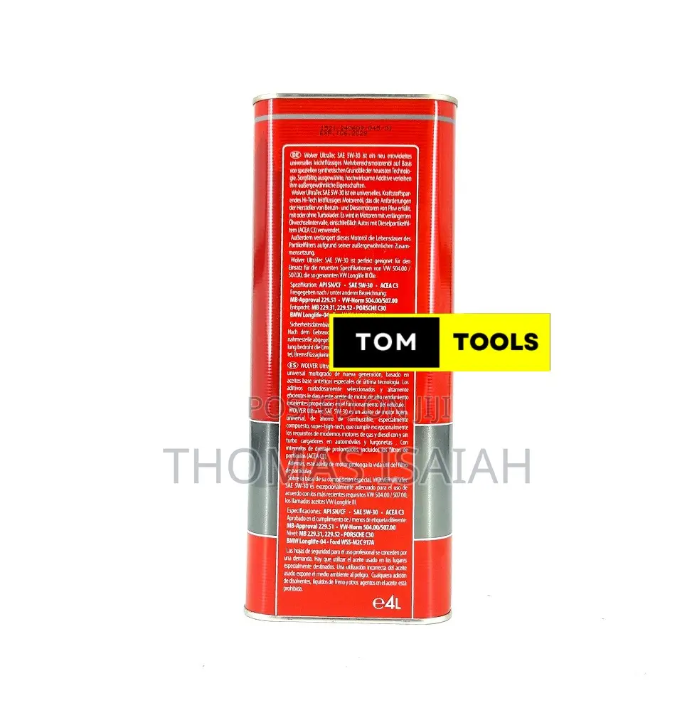 WOLVER Ultratec 5W 30 Ultimate Longlife Synthetic Motor Oil