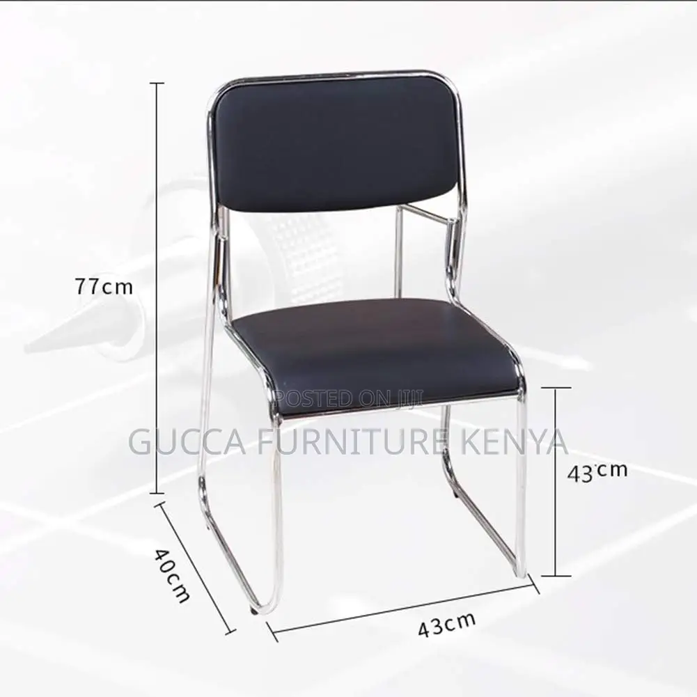 Office Chairs: Chrome Leather Office Guest Chair