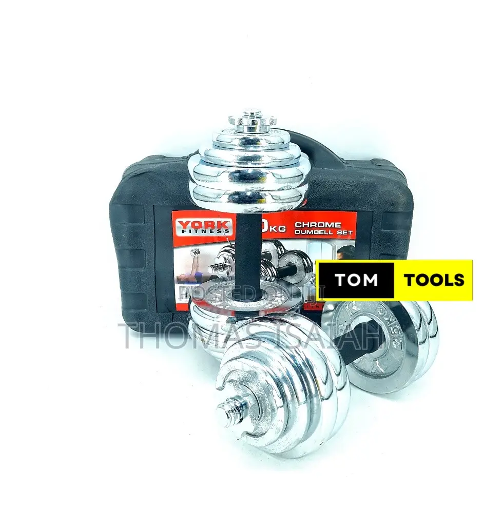 30kg Chrome Plated Dumbells Set in Plastic Carry Case