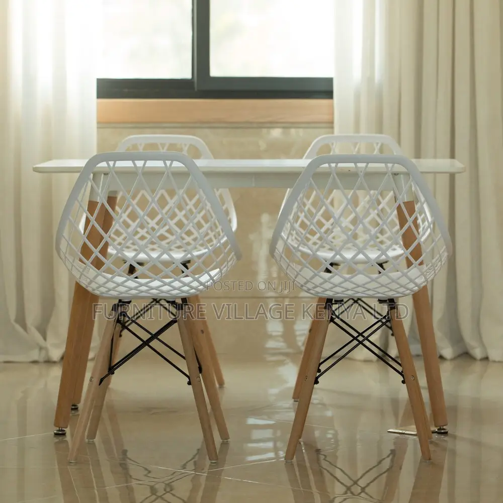 White Eames Dining Chair; Modern Plastic Home Seats
