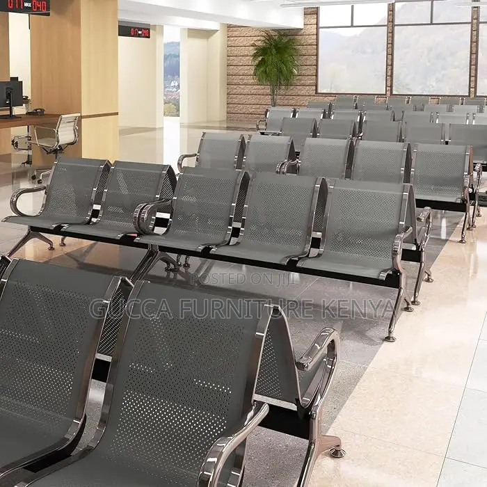 Office Benches:3-Seater Silver Reception Waiting Area Bench