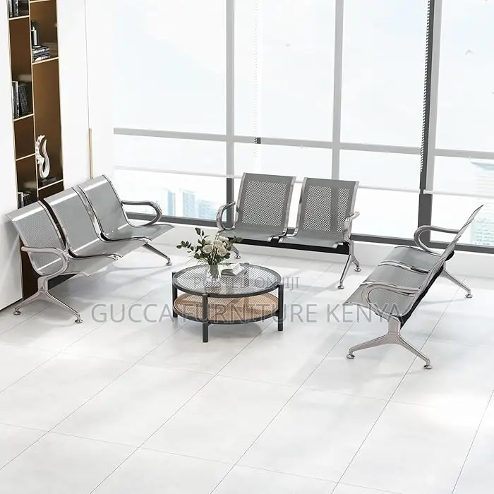 Office Benches:3-Seater Silver Reception Waiting Area Bench