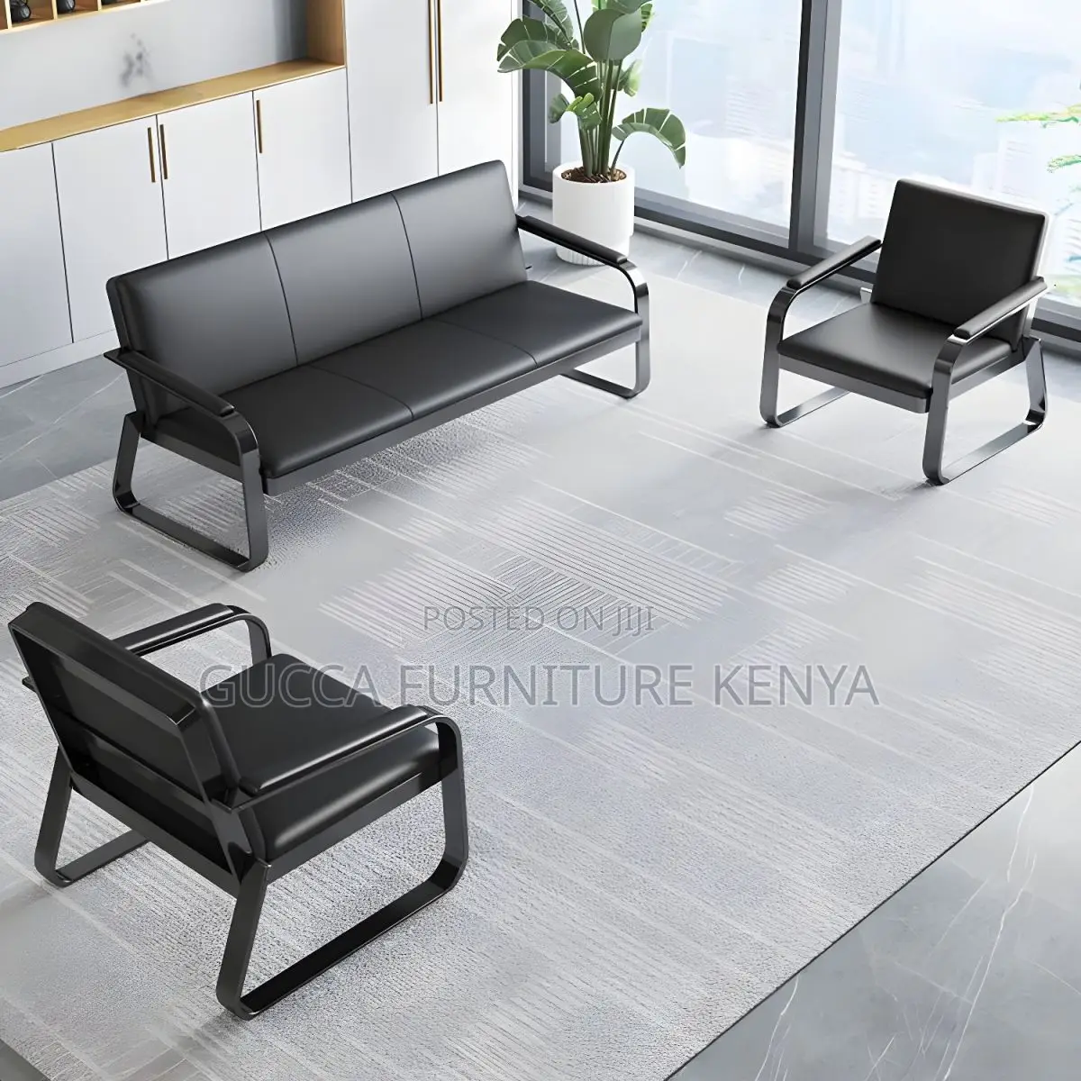 Office Chairs: Kinsuite Leather 5-Seat Reception Office Sofa