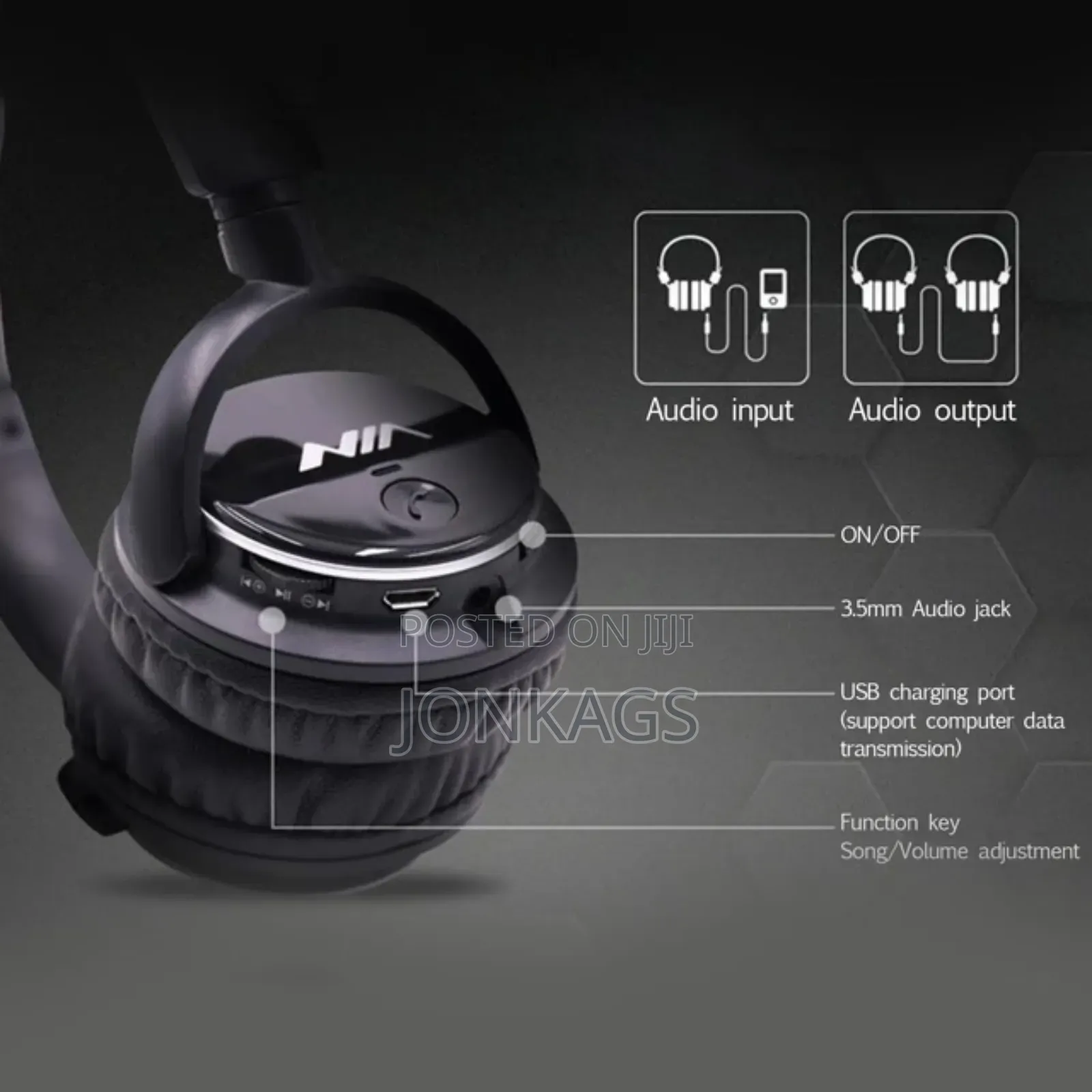 NIA Q1 Wireless Stereo Music Wired Earphone With Mic