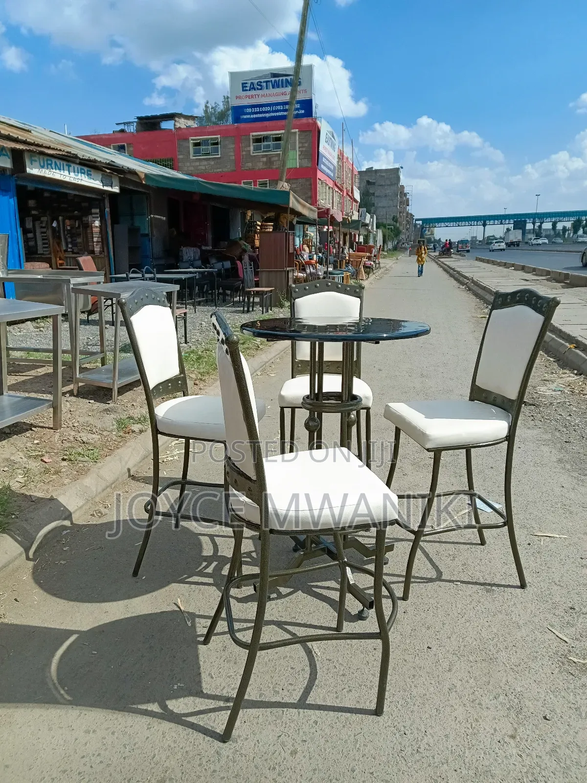 Powder Coated High Restaurant Set, Cream White