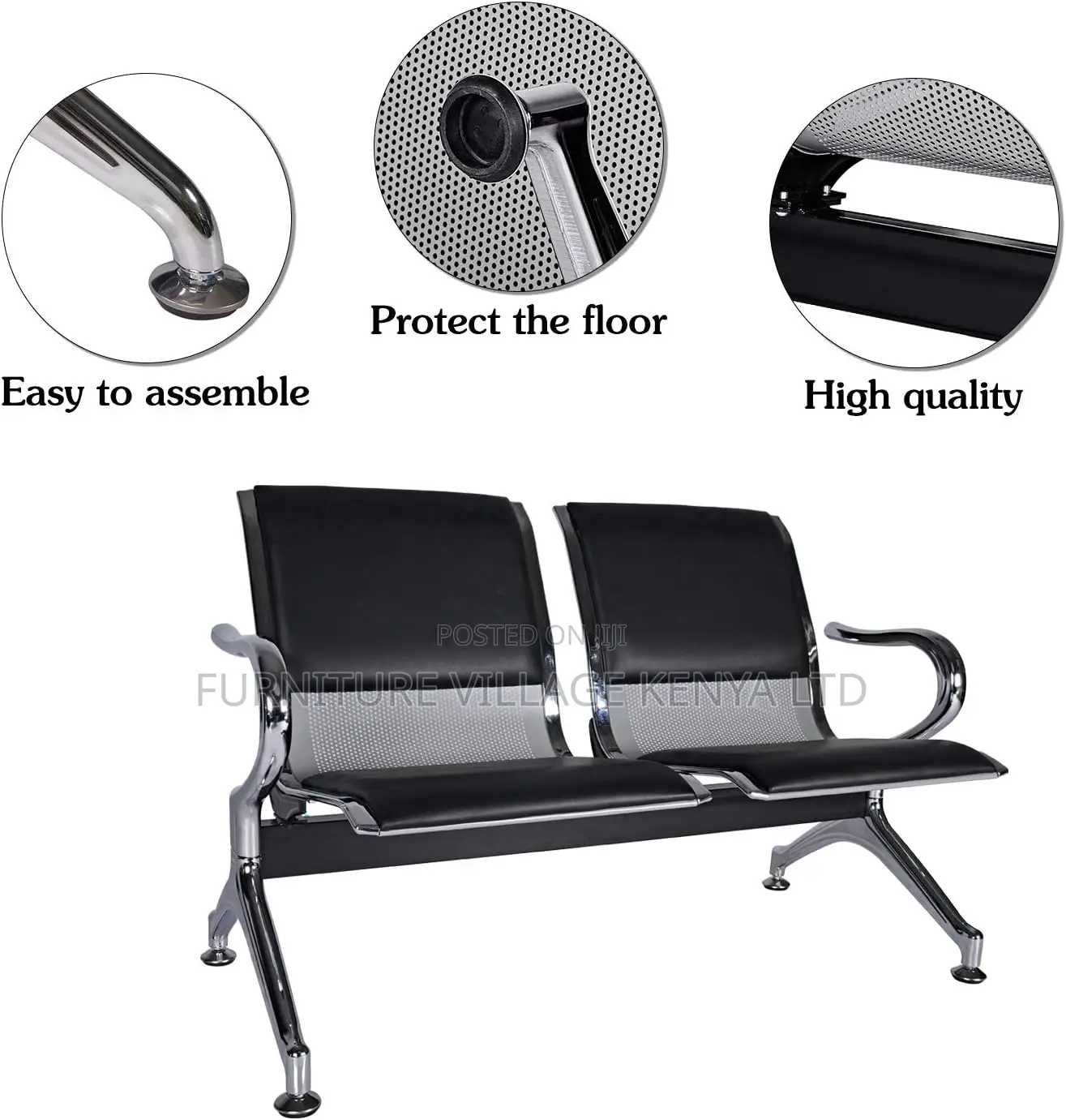 2-Seat Waiting Room Reception Chair With Arms for Office