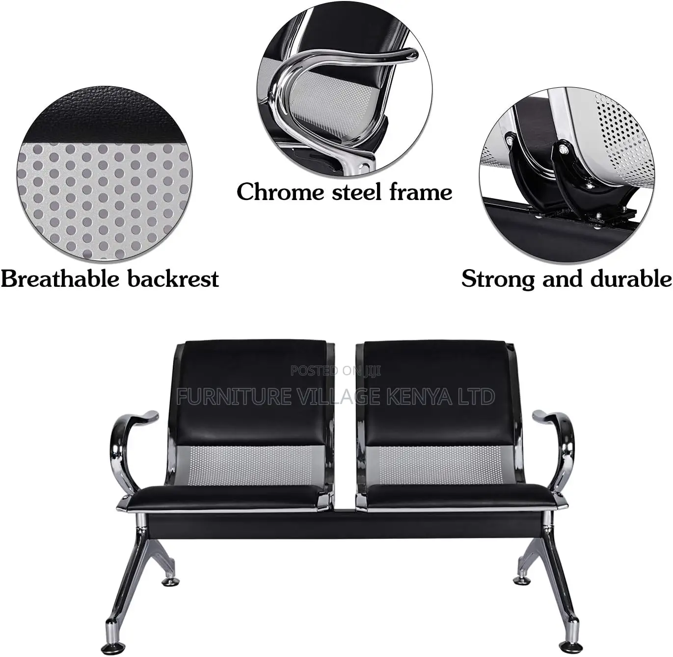 2-Seat Waiting Room Reception Chair With Arms for Office
