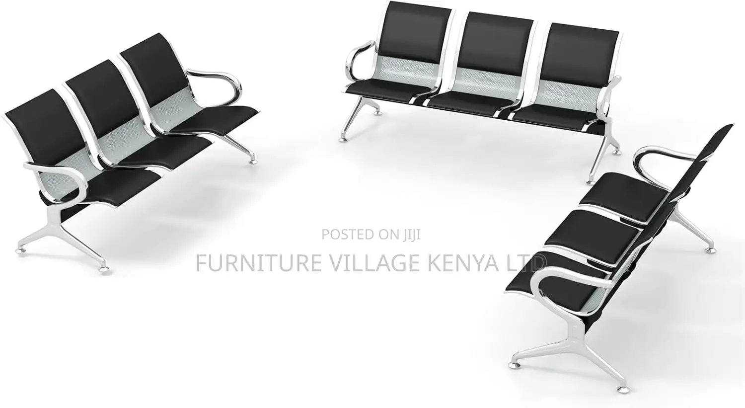 Leather Waiting Room Bench Guest Reception Chairs of 3 Seats