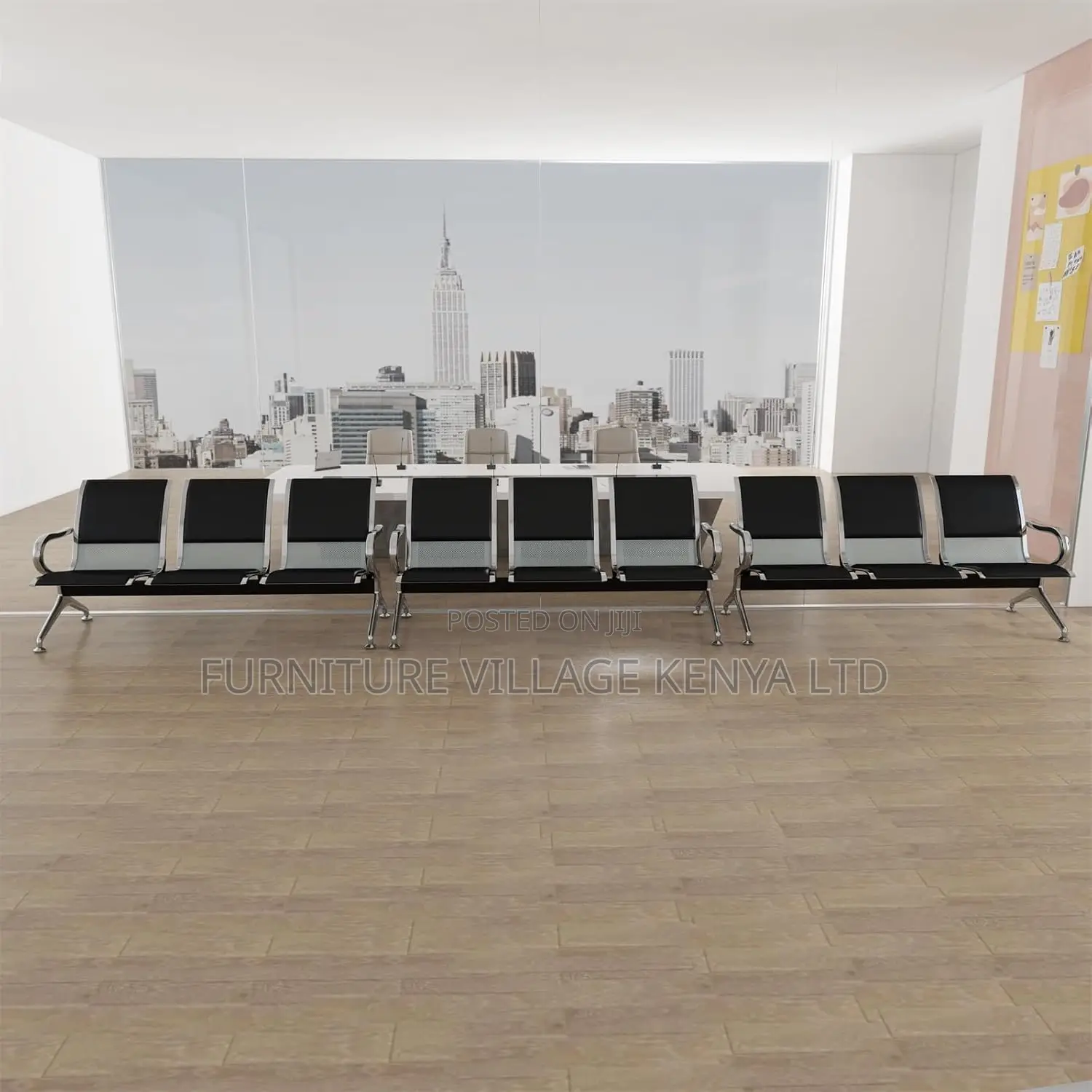 Reception Chairs, 3-Link Padded Office Waiting Bench