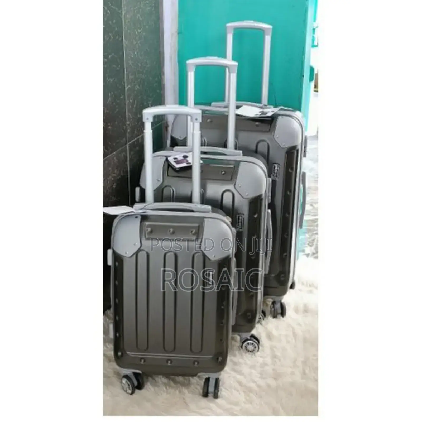 Black 3 in 1 Fibre Laxurious Suitcase Briefcase Travel Bag