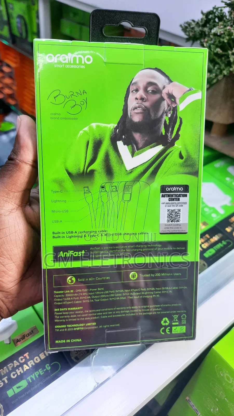 Oraimo Traveler Link 20 20000mah 12w Power Bank.(Black)
