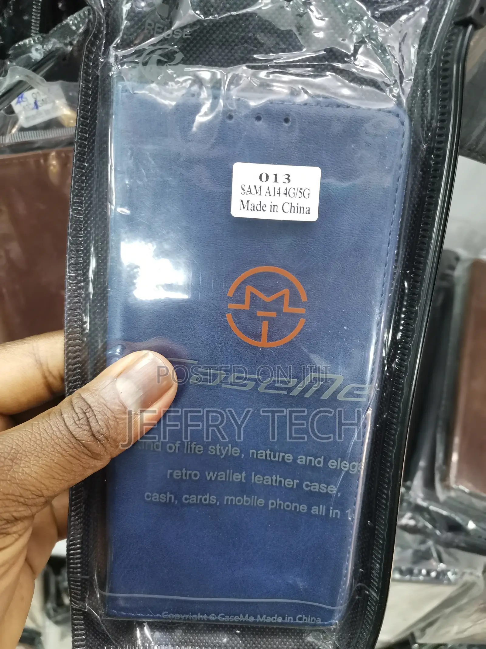 Leather Flip Case Wallet for Samsung Galaxy A14 -Blue