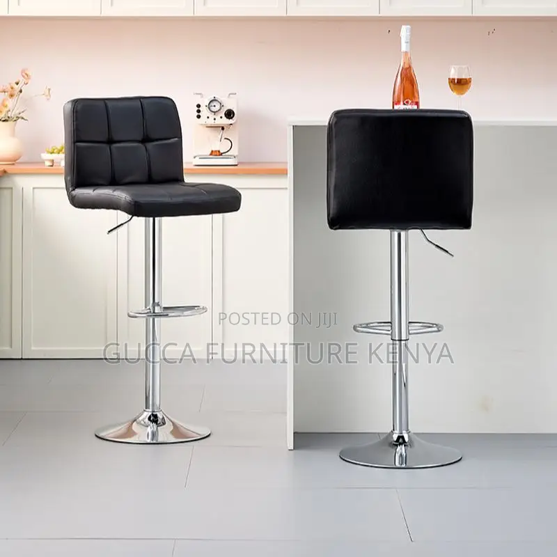 Home Chairs:Simple Midnight Black Height Adjustable Barstool