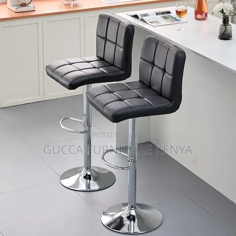 Home Chairs:Simple Midnight Black Height Adjustable Barstool
