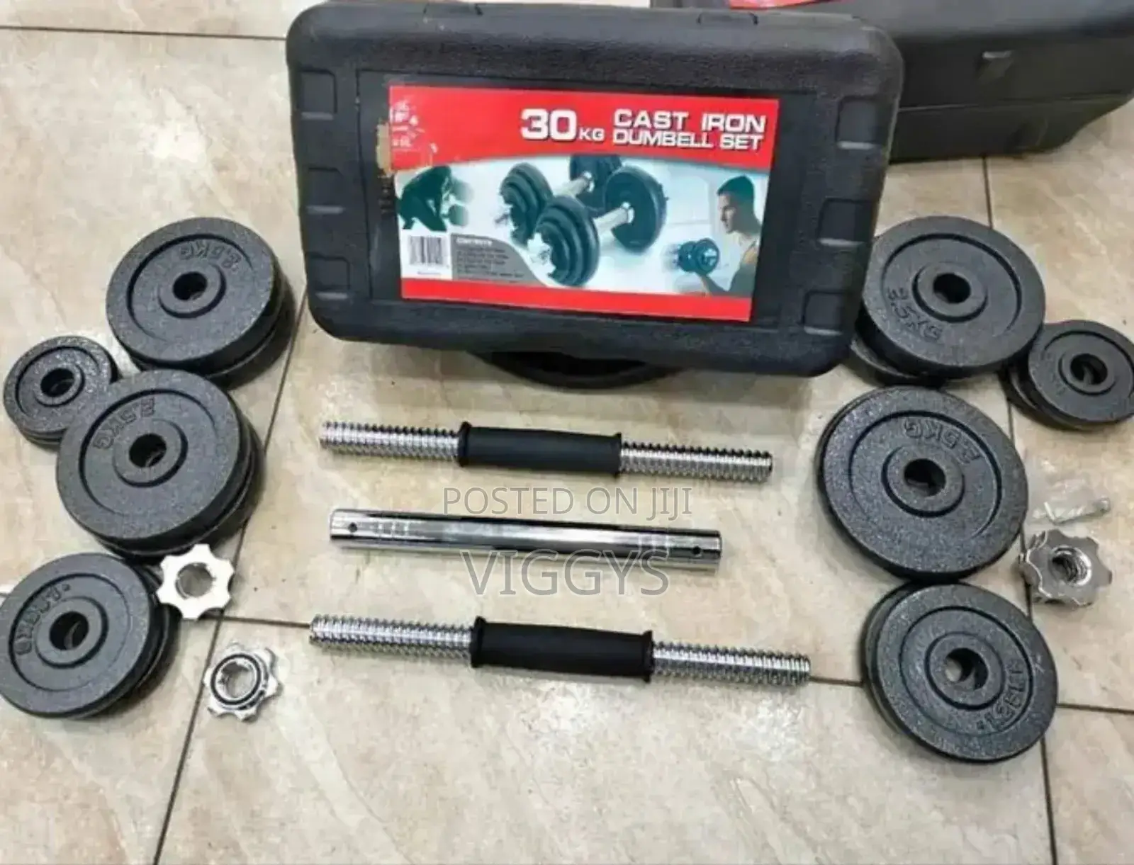 Black 30 KGS Chrome Dumbbells L-654