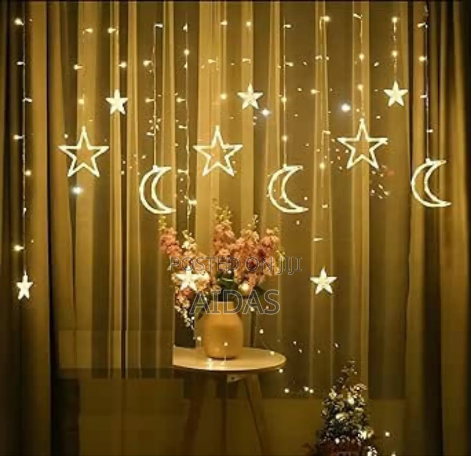 Star Moon Curtain String Lights