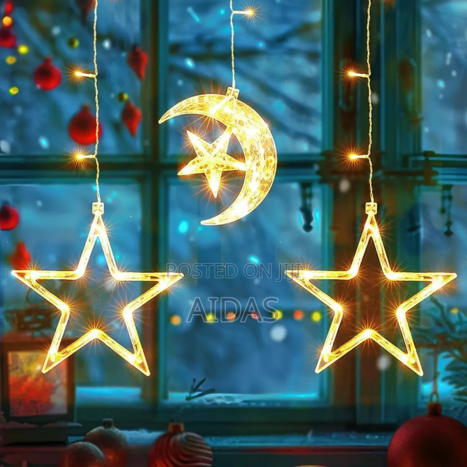 Star Moon Curtain String Lights