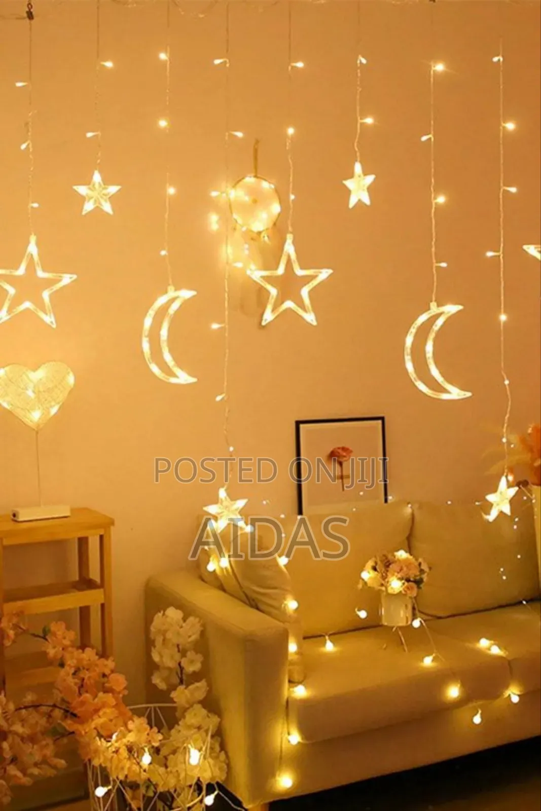 Star Moon Curtain String Lights